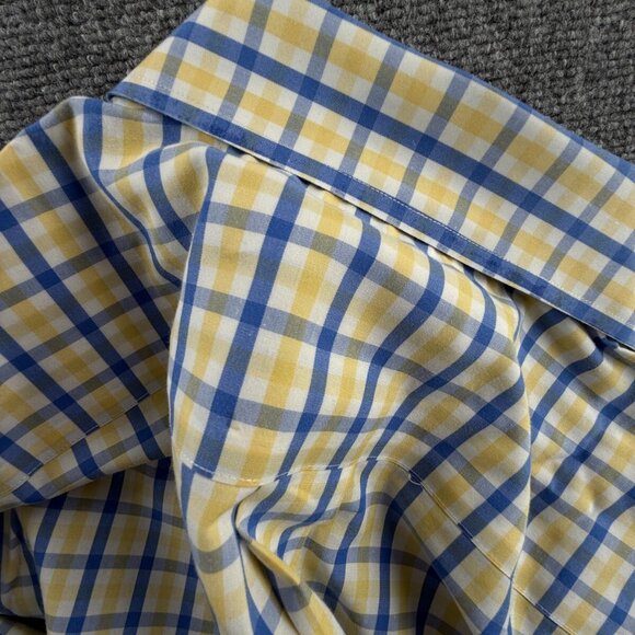Brooks Brothers Non Iron Cotton Button Up Traditional Fit Large Yellow Blue - Picture 15 of 15